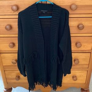 Banana Republic black fringe cardigan